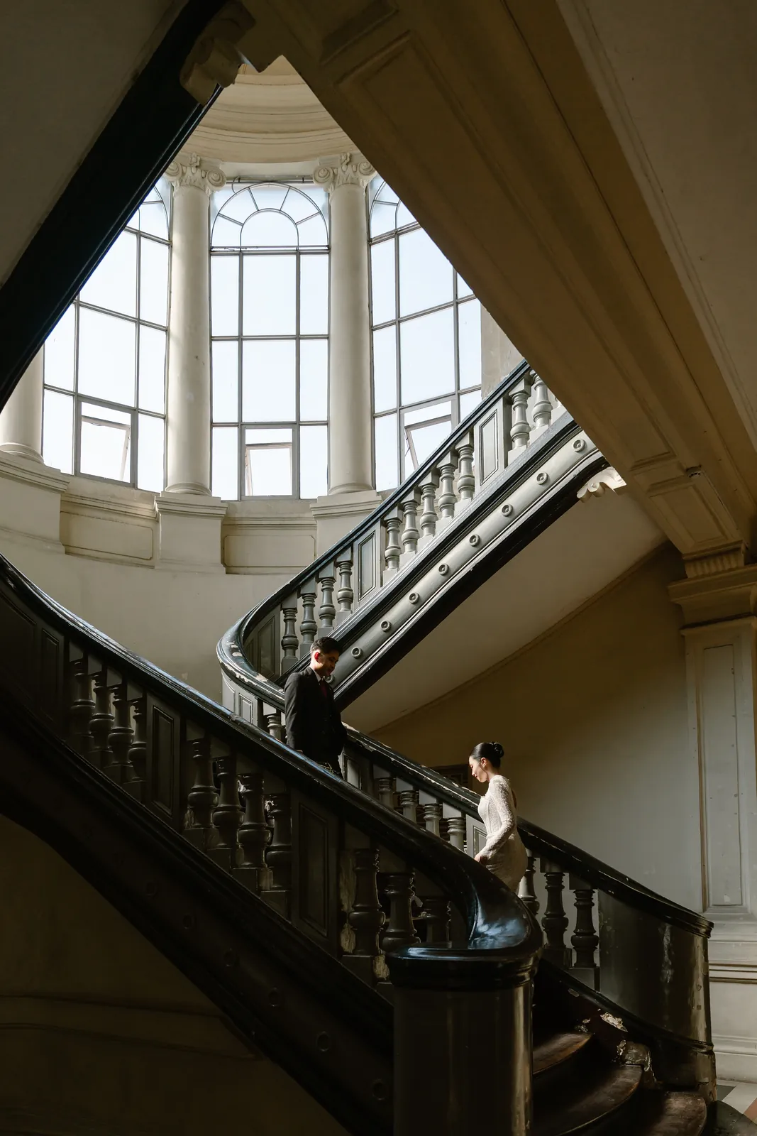 On the museum's grand colonial staircase