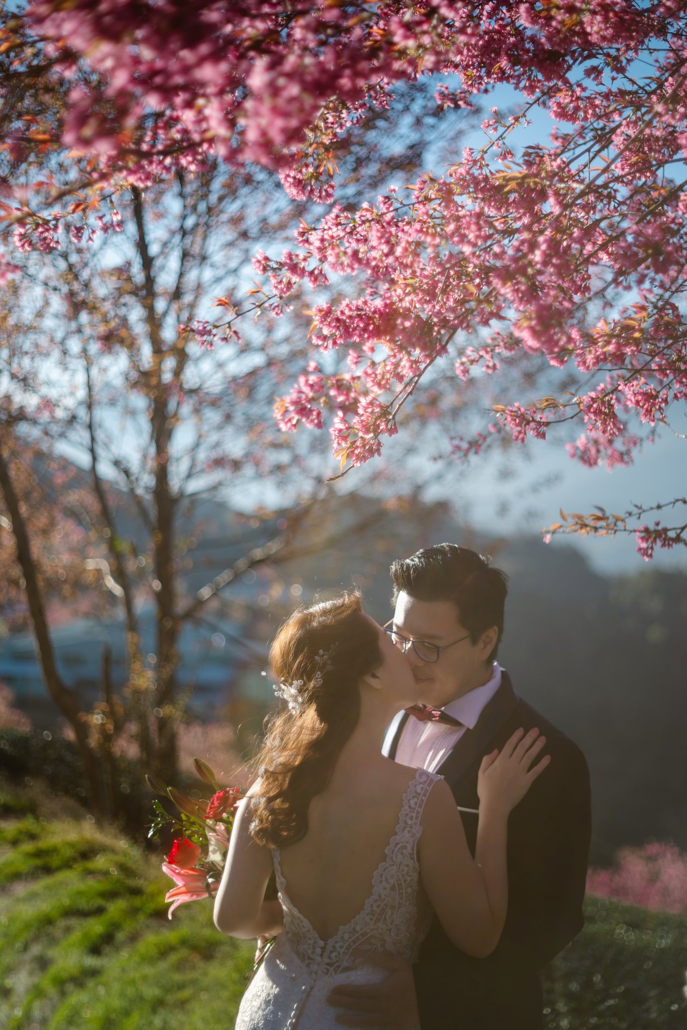Sapa Pre-Wedding & Engagement Photos: Karen & Wilson's Cherry Blossom Love Story