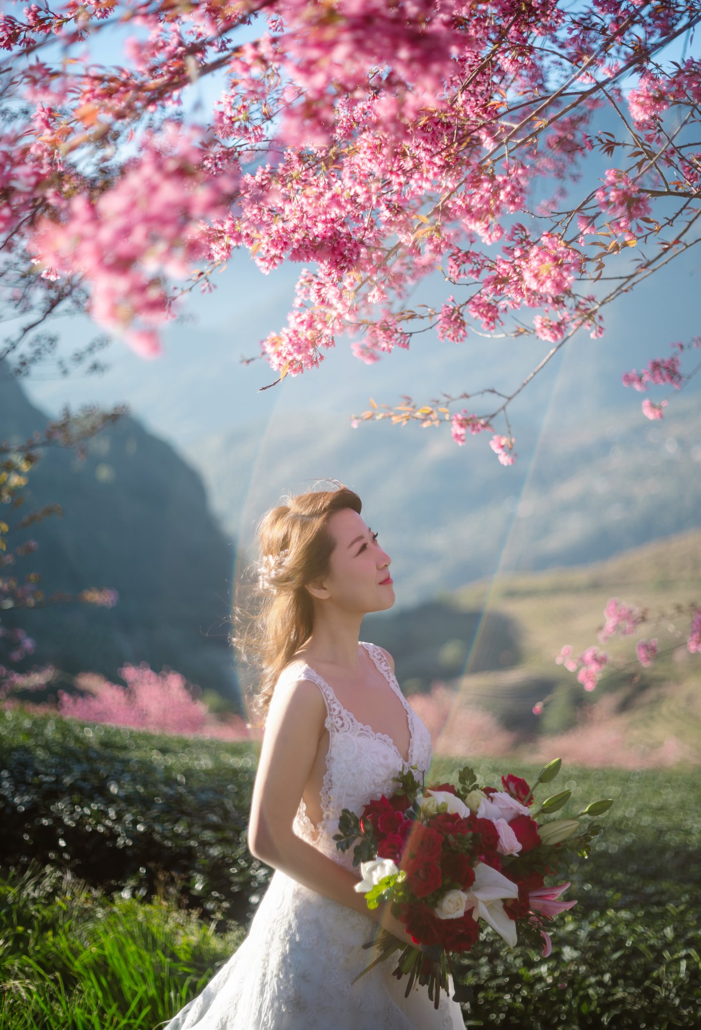 Sapa Pre-Wedding & Engagement Photos: Karen & Wilson's Cherry Blossom Love Story