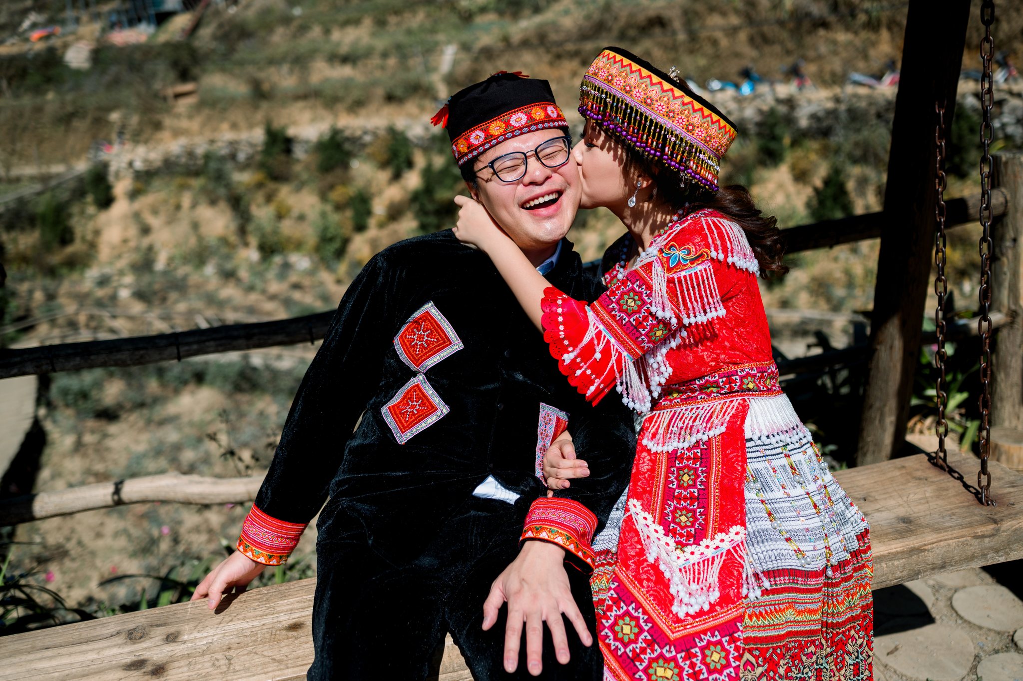 Sapa Pre-Wedding & Engagement Photos: Karen & Wilson's Cherry Blossom Love Story