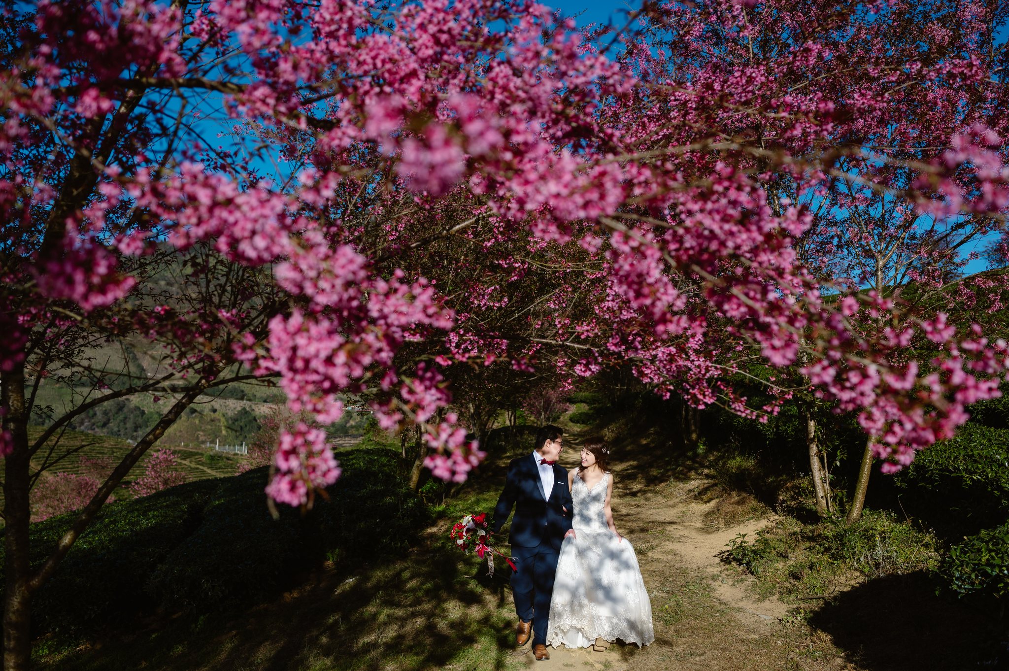 Sapa Pre-Wedding & Engagement Photos: Karen & Wilson's Cherry Blossom Love Story