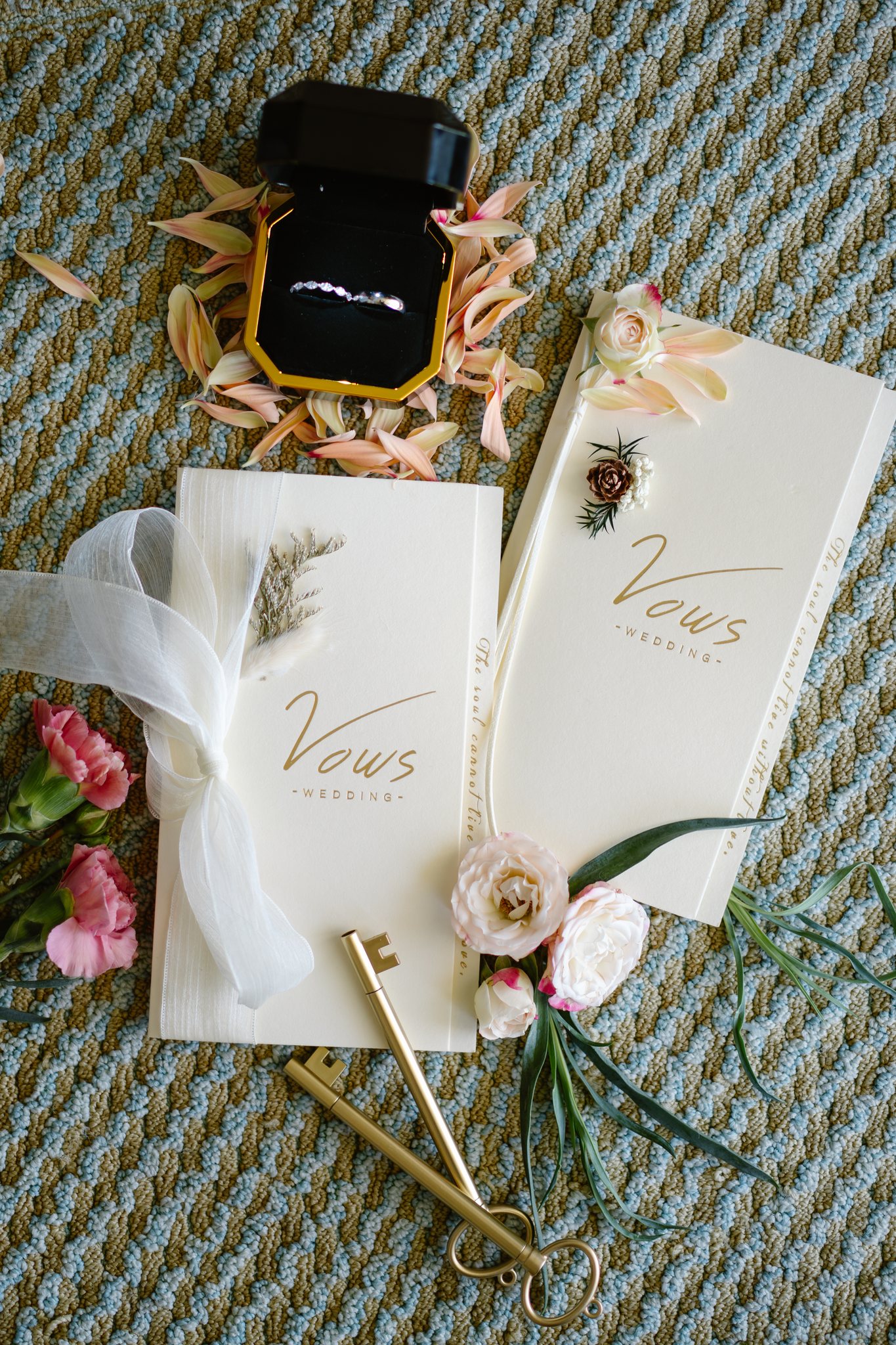 The details: vows books, rings and a quiet morning.