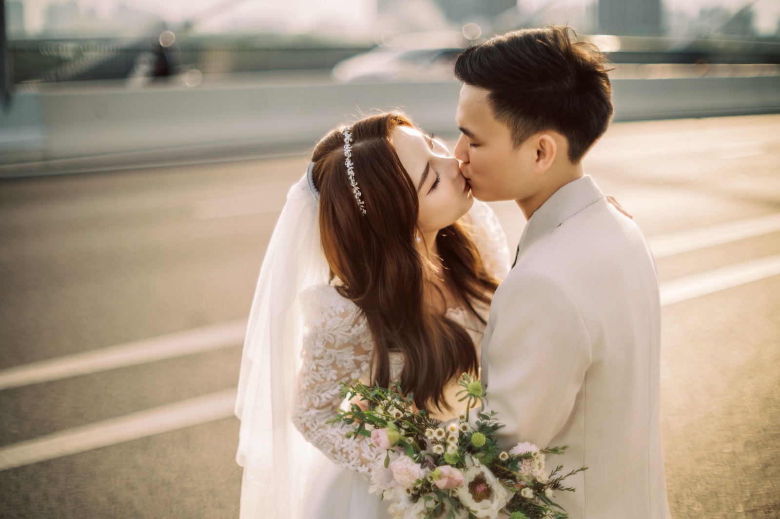 Foreheads together as the light turns golden.