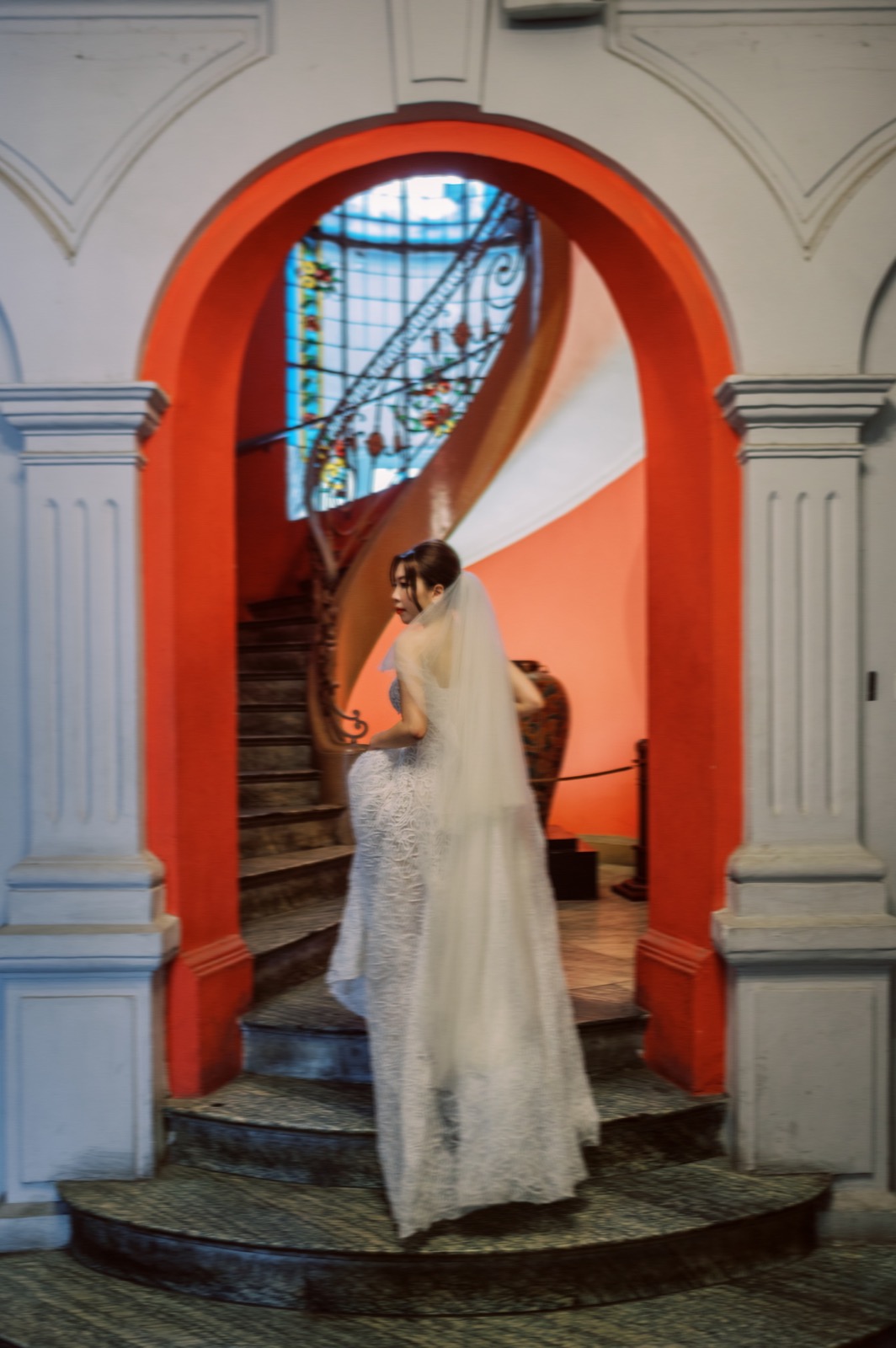 The grand red staircase, a true Saigon classic.