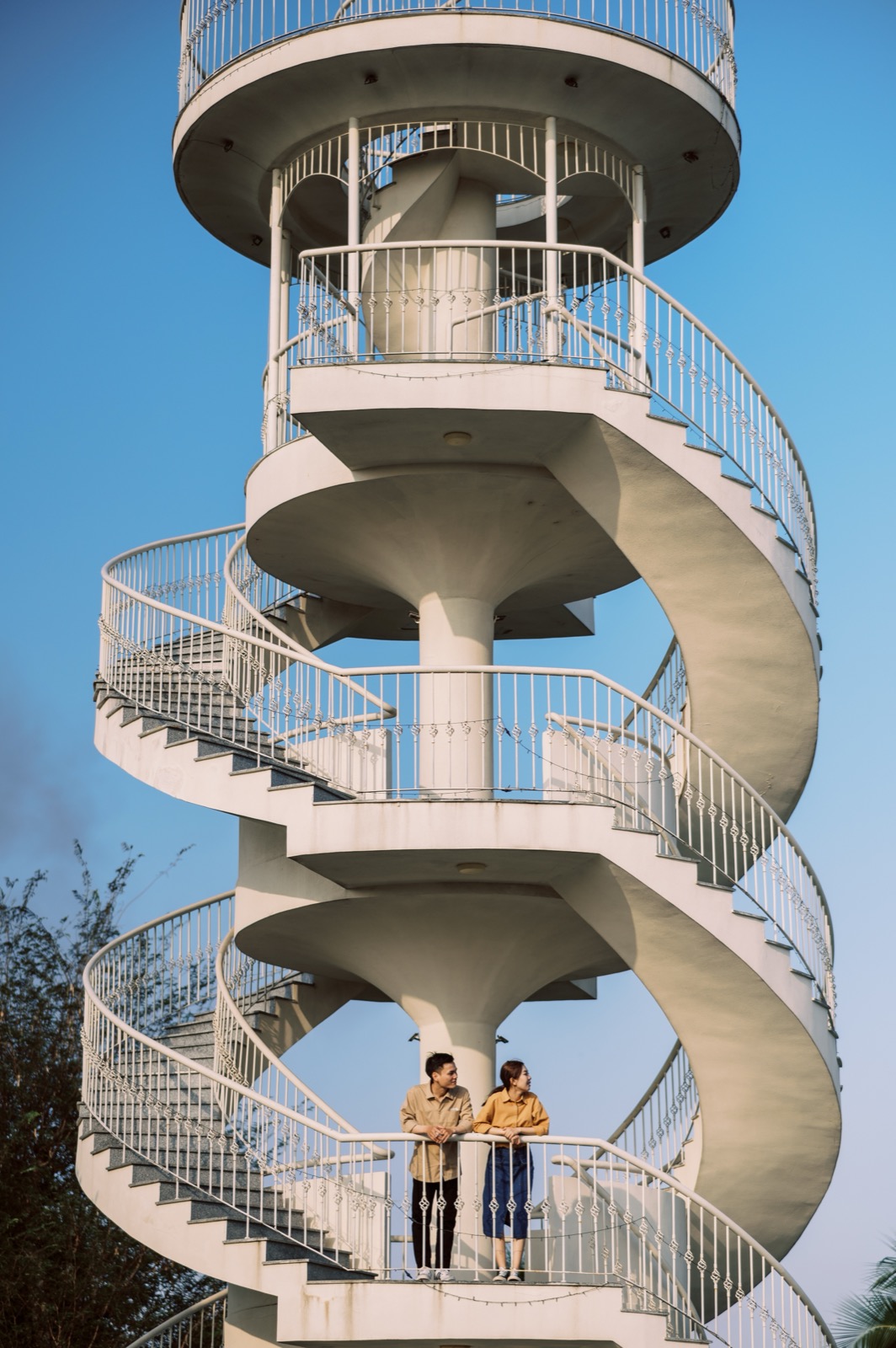 Up the spiral tower for a view over the city.