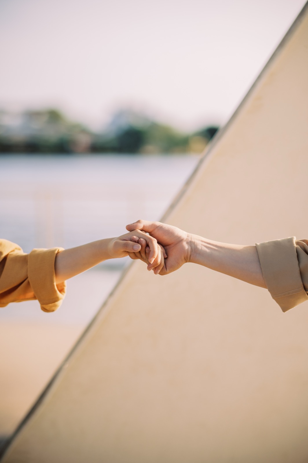 Reaching for each other.