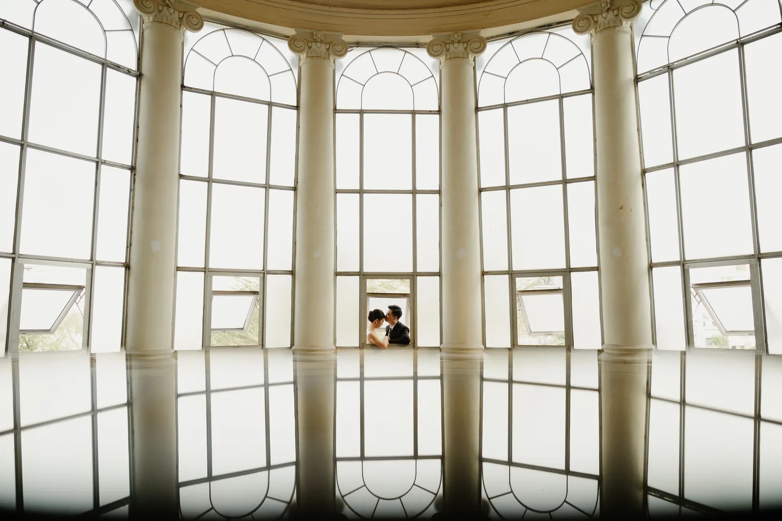 Afternoon light through the museum's arched windows.