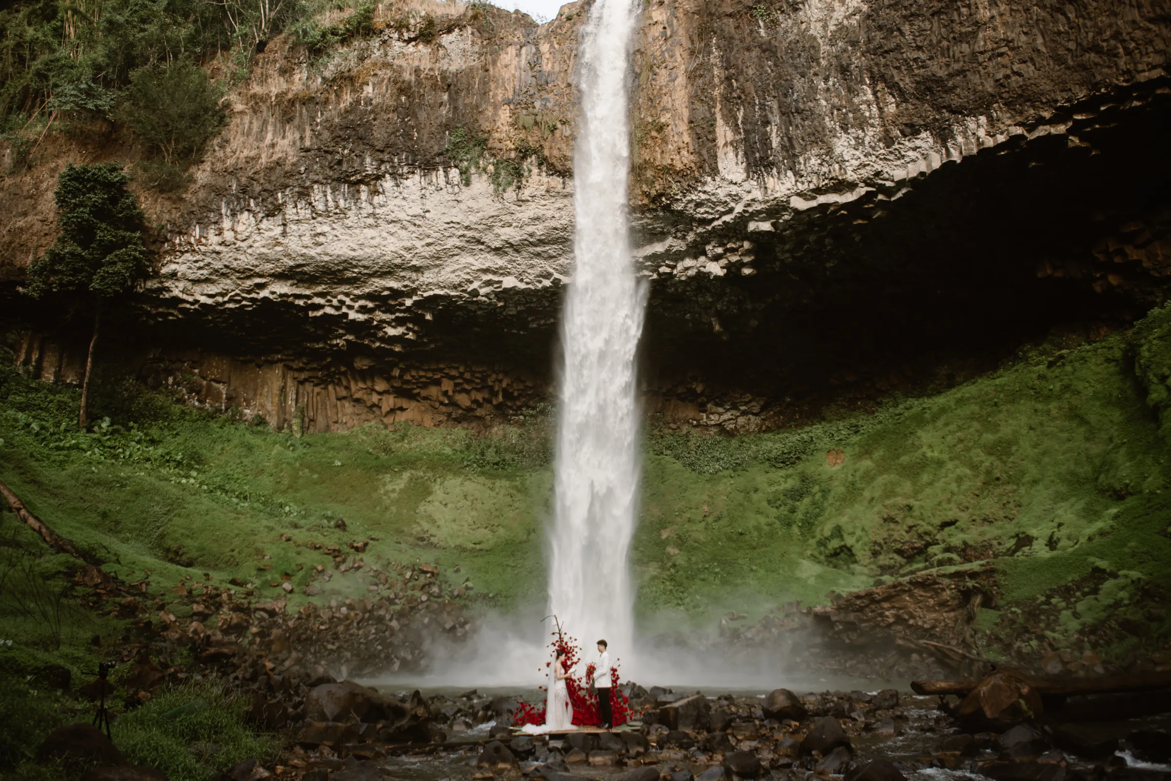 An adventure elopement at Liêng Nung waterfall, one of Vietnam's most dramatic and affordable settings.
